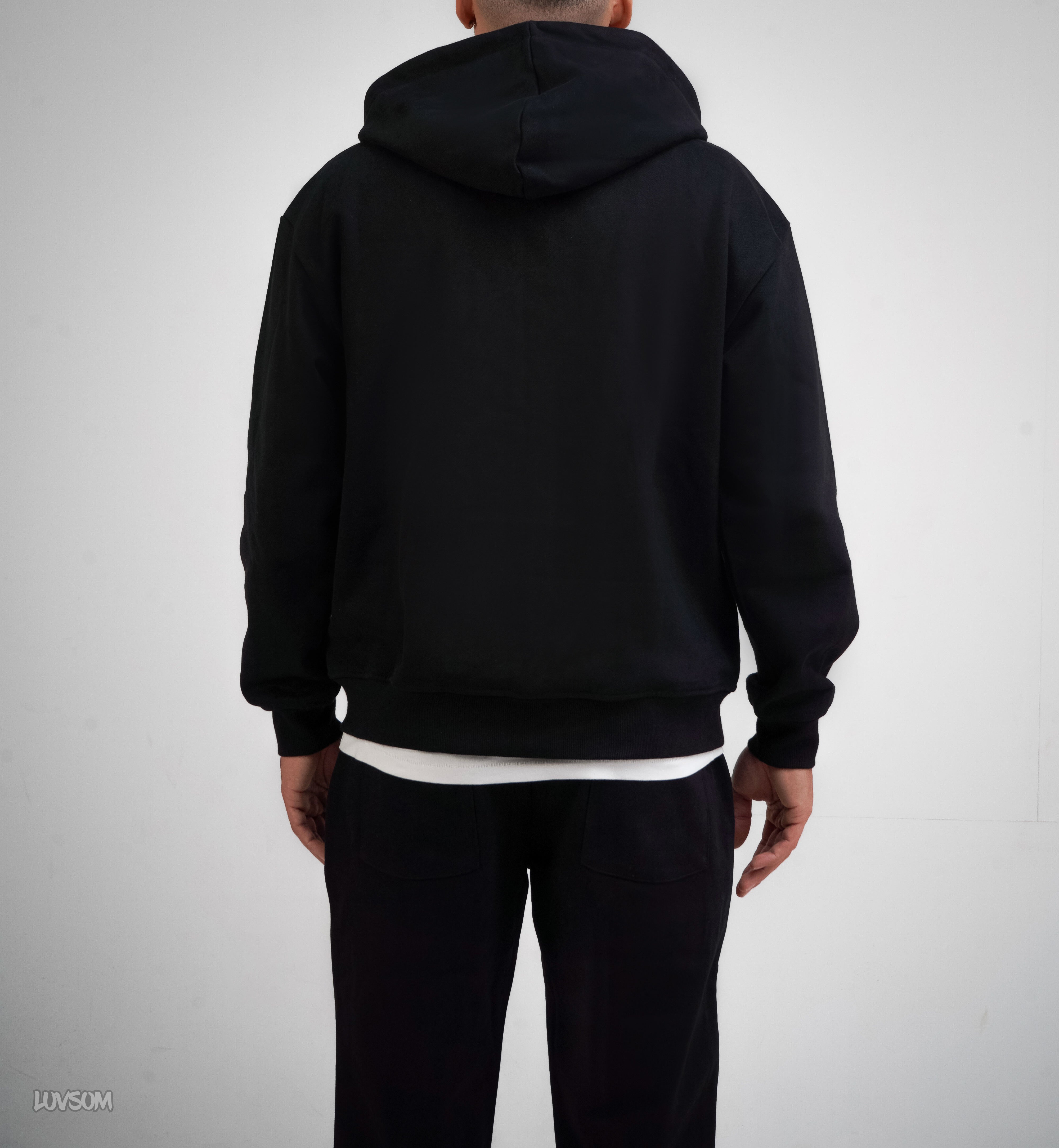 LUVSOM HEART ZIP HOODIE BLACK - LUVSOM
